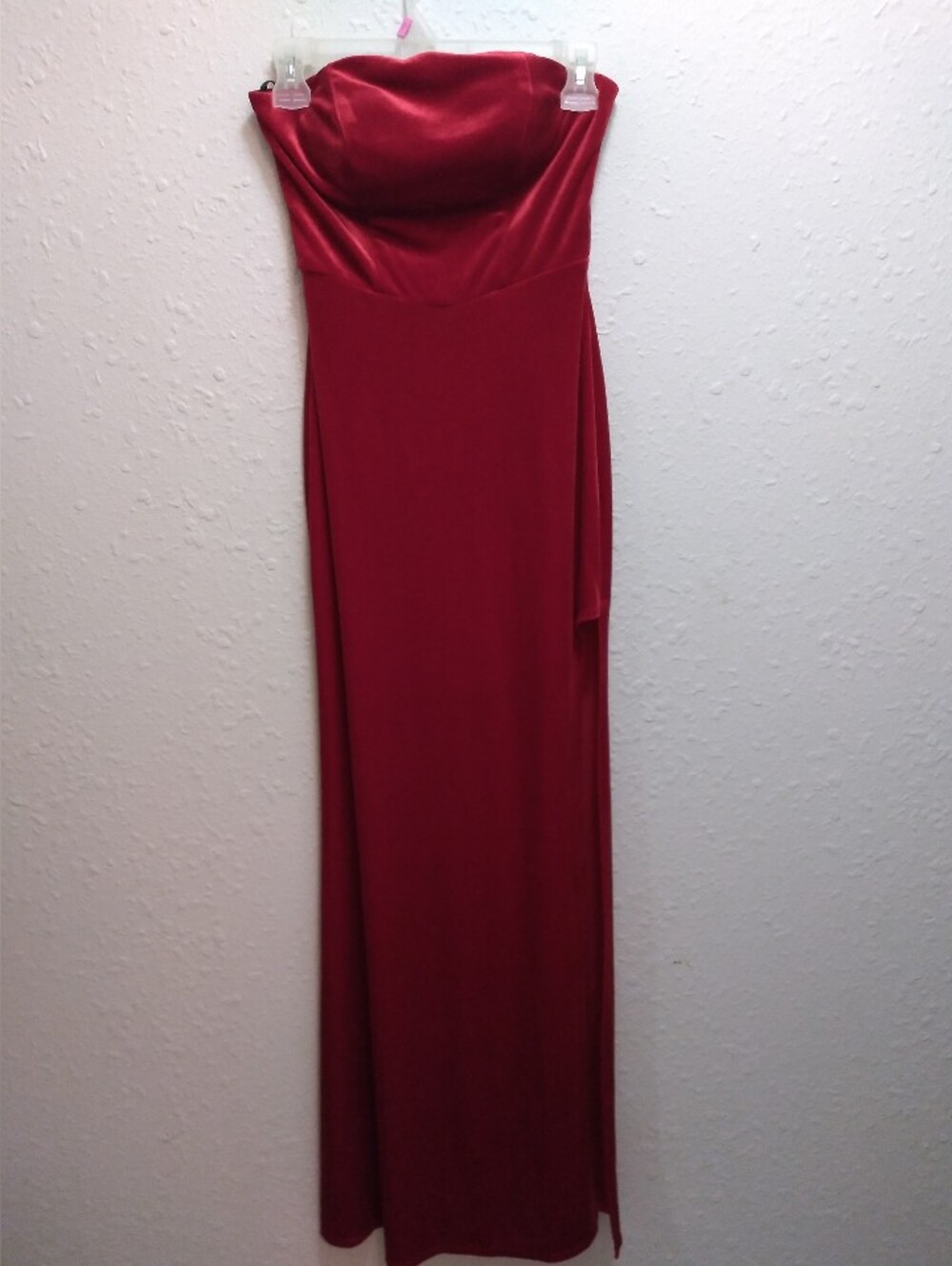 Next Up Strapless Red Gown